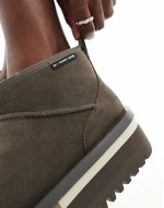 suede flatform boots in grey