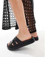 faux leather sandal in black